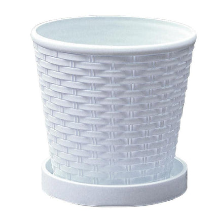 5pcs Bamboo Flower Pot Indoor Round Planter with Drainage Tray Garden Decor