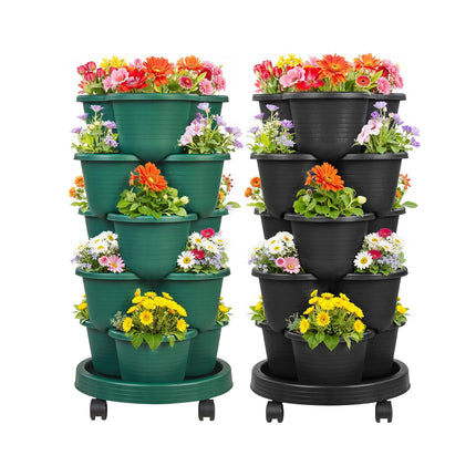 Stackable Planting Pots Vertical Planter for Balcony Yard Indoor Outdoor Plants