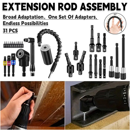31PCS Flexible Shaft Extension Set Quick Change Tool Adapter Conversion Rod Kit
