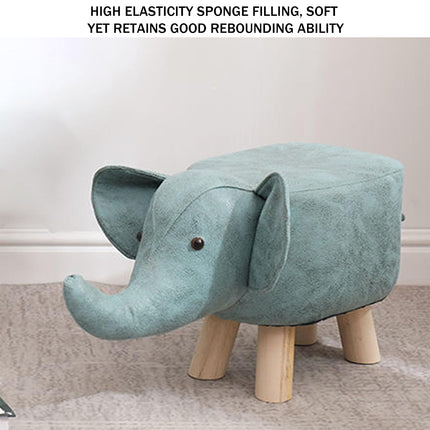 Cute Elephant Solid Wood Low Stool Shoe Changing Stool Durable for Home Entryway