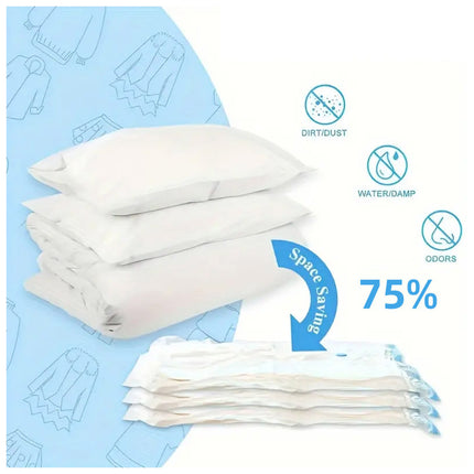 6PCS Vacuum Storage Bags Clear Space Saving for Clothes Bedding Travel Use