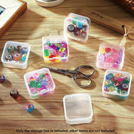 100PCS Square Transparent Storage Boxes Durable for Organizer Jewelry Beads Use