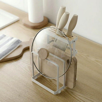 Chopping Board and Knife Holder Rack Kitchen Organizer Shelf Stand Lid Storage