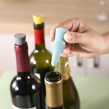 4 PCS Silicone Bottle Stoppers – Reusable Wine Beverage Sealer Bar Tool Set
