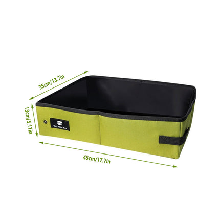 Portable Cat Litter Box Foldable Green Travel Toilet for Car Outdoor Pet Use