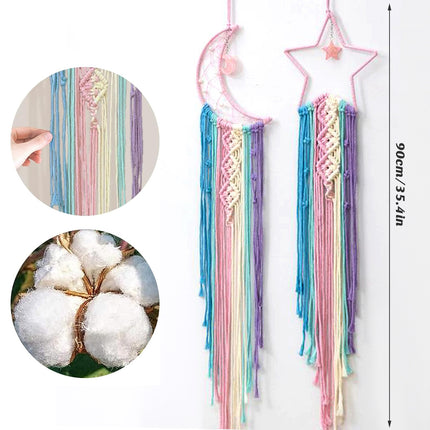 Woven Tapestry Dream Catcher Colourful Stars Moon Home Decor Hanging Cloth