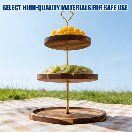 Wooden Cake Stand Rustic European Style Tiered Dessert Tray Server For Party