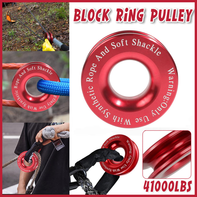 Heavy Duty 41000lbs Recovery Ring Winch Rope Snatch Tow Off-Road Accessory