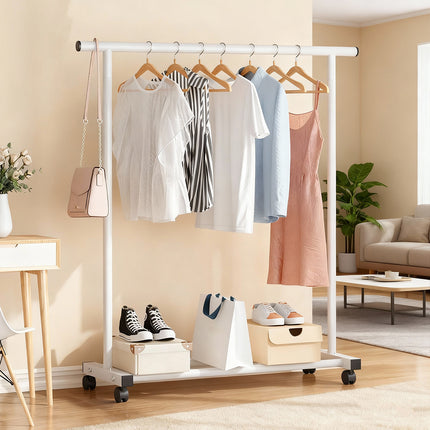 Portable Clothes Rack with Wheels Durable Iron Material for Enterway Bedroom Use