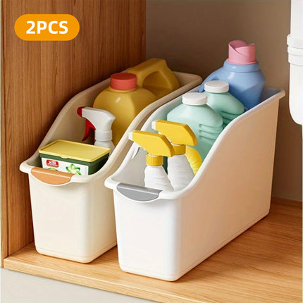 2pcs Cabinet Storage Box Miscellaneous Organizer Household Container Plastic Bin