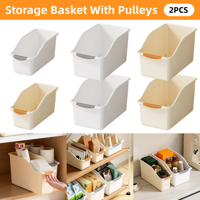 2pcs Cabinet Storage Box Miscellaneous Organizer Household Container Plastic Bin