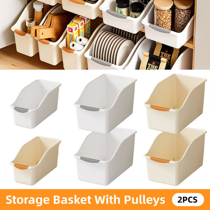2pcs Cabinet Storage Box Miscellaneous Organizer Household Container Plastic Bin