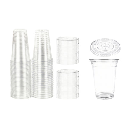 250 Sets Transparent Drinking Cups with Lids 400ml Food-safe for Drinks Takeaway