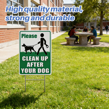 2PCS Clean Up After Your Dog Sign Dog Litter Clean Up Sign 20x30cm Stable Sturdy