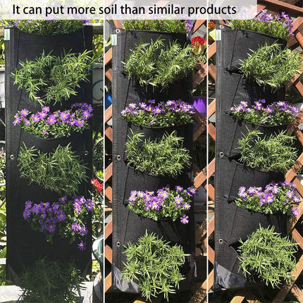 Vertical Wall Hanging Planting Bag 6 Pockets Flower Grow Pouch Planter Garden