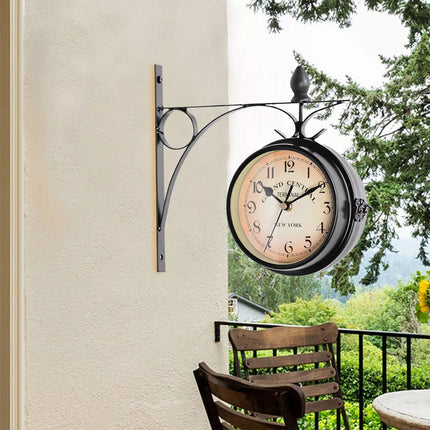 Vintage Outdoor Bracket Clock Garden Station Wall Clock Double Sided Clock