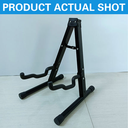 Folding Double Guitar Stand Floor Rack Electric Acoustic Bass Gig Holder Mount