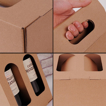 30pcs Kraft Paper Wine Box for Gift Packaging Portable Wine Bottle Storage Box
