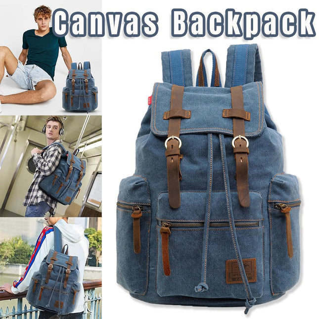 Stylish Blue Canvas Shoulder Bag Mens Travel Crossbody Messenger Tote Bag