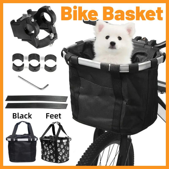 Bicycle Basket Bag Folding Handlebar Storage Carrier Detachable Bike Basket