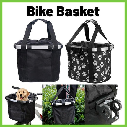 Bicycle Basket Bag Folding Handlebar Storage Carrier Detachable Bike Basket