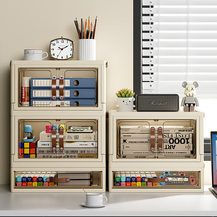 Modular Desktop Drawer Organiser Clear Door Stackable Home Office 3 Sizes