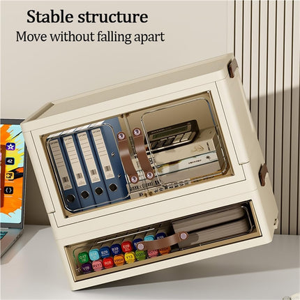 Modular Desktop Drawer Organiser Clear Door Stackable Home Office 3 Sizes