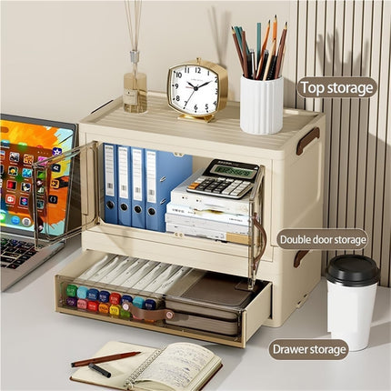 Modular Desktop Drawer Organiser Clear Door Stackable Home Office 3 Sizes