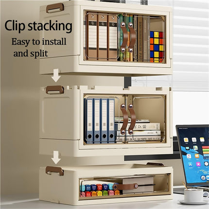 Modular Desktop Drawer Organiser Clear Door Stackable Home Office 3 Sizes