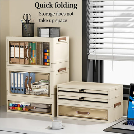 Modular Desktop Drawer Organiser Clear Door Stackable Home Office 3 Sizes