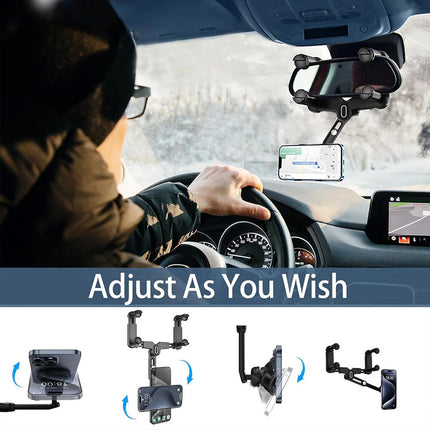 Mobile Phone Rearview Mirror Holder Strong Grip Fits Most Smartphones Car Use