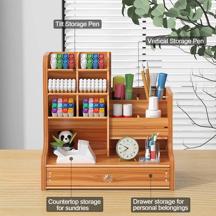 Desktop Office Organizer Large Storage Box Pen Holder Grid Rack Stationery