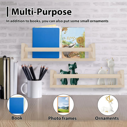 Wall Mounted Wooden Shelf Multi Purpose Home Storage Rack for Kitchen Bathroom