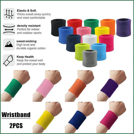 Wristbands Headband Sweatbands Sweat Band For Sport Tennis Badminton Yoga Cotton
