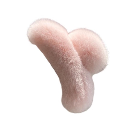 Large Plush Hair Claw Imitation Fur Big Shark Clip Faux Rabbit Fur Hair Clip - Aimall