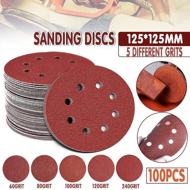 125x 125mm 5" Sanding Discs 60 80 100 120 240 Grit Orbital Sander Pads Sandpaper - Aimall