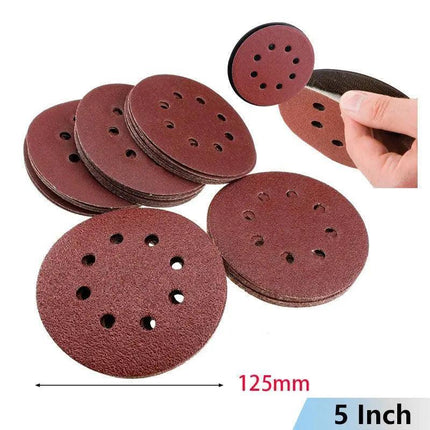 125x 125mm 5" Sanding Discs 60 80 100 120 240 Grit Orbital Sander Pads Sandpaper - Aimall