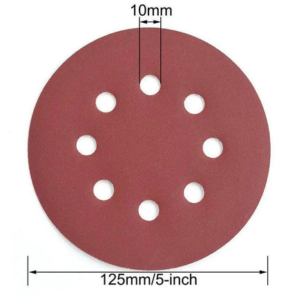 125x 125mm 5" Sanding Discs 60 80 100 120 240 Grit Orbital Sander Pads Sandpaper - Aimall