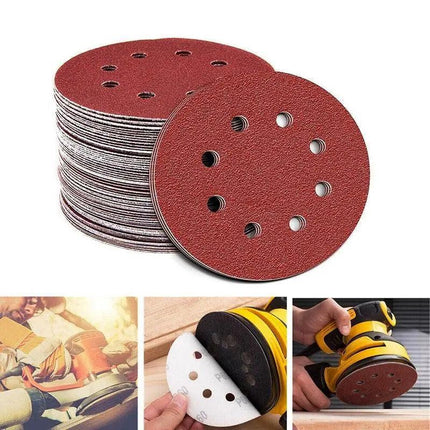 125x 125mm 5" Sanding Discs 60 80 100 120 240 Grit Orbital Sander Pads Sandpaper - Aimall