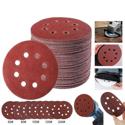 125x 125mm 5" Sanding Discs 60 80 100 120 240 Grit Orbital Sander Pads Sandpaper - Aimall