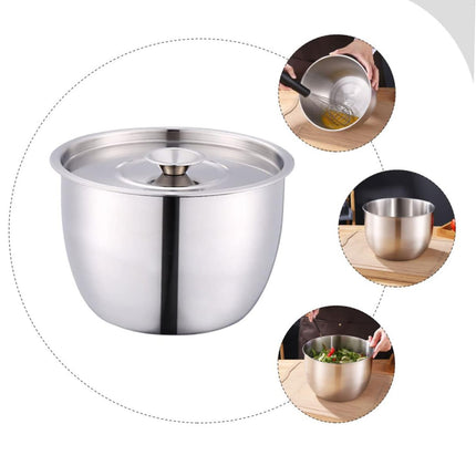 Food-Grade Stainless Steel Mixing Bowl with Lid - Deep Kitchen Prep Basin