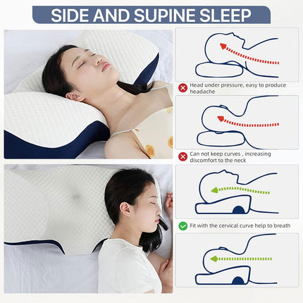 Memory Foam Neck Pillow Ergonomic Slow-Rebound with Tencel Mesh Cover