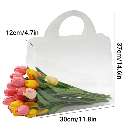 10pcs Transparent Flower Handbags Clear PET Bouquet Holder Gift Bags for Events