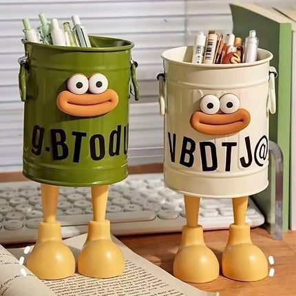 Cartoon Character Pen Holder Easy to Use with Handle for Desk Decor and Storage