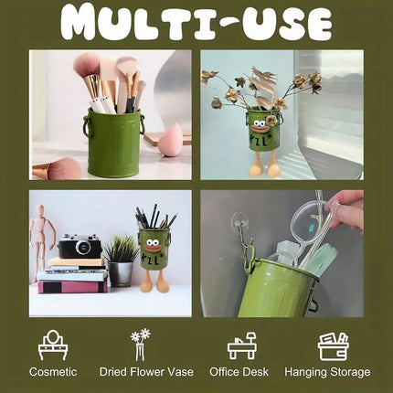 Cartoon Character Pen Holder Easy to Use with Handle for Desk Decor and Storage