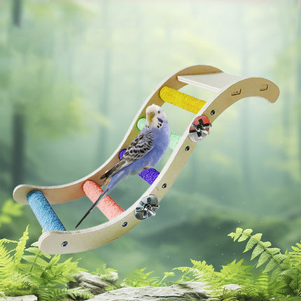 Wooden Parrot Climbing Ladder Swing Toy Claw Grinding Sanded for Small Birds