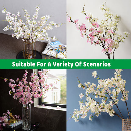 6PCS Artificial 4-Prong Cherry Blossom Branches Decorative for Home Vase Party
