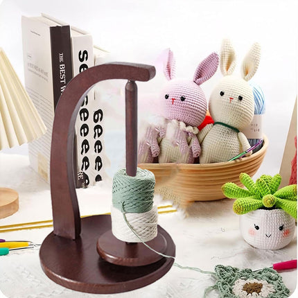 Wooden Rotating Yarn Holder Stand for Knitting Crochet Bobbin Wool Dispenser
