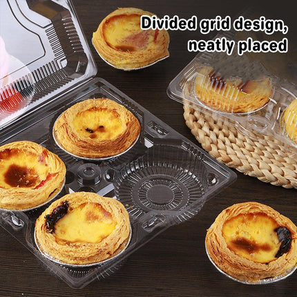 100PCS Transparent Plastic Egg Tart Box Disposable Bakery Packing Container