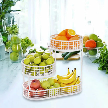 Fruit Basket 3 Tier Aesthetic Metal Stand for Kitchen Counter Dining Room Use